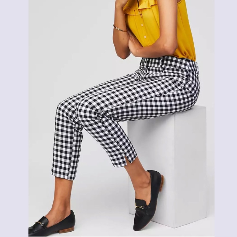 LOFT Black and white gingham trousers - Picture 2 of 4